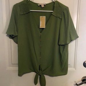 NWT Michael Kors tie front blouse
